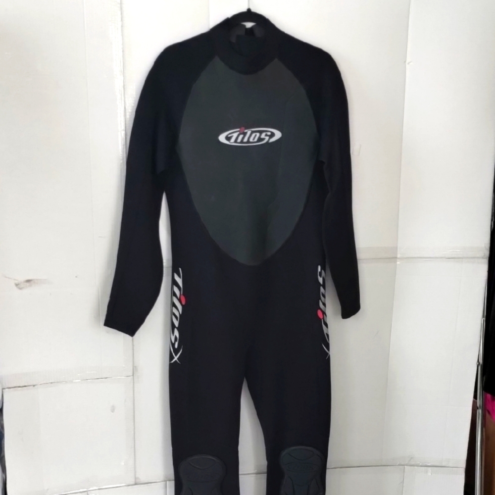 Tilos Black & Gray Wetsuit 3/2 mm Scuba Dive Snorkel Surf SZ XL